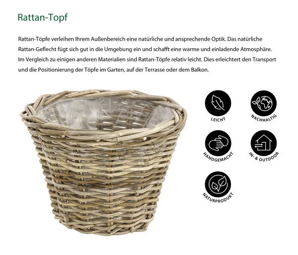 Van der Leeden Rattan-Topf, konisch,