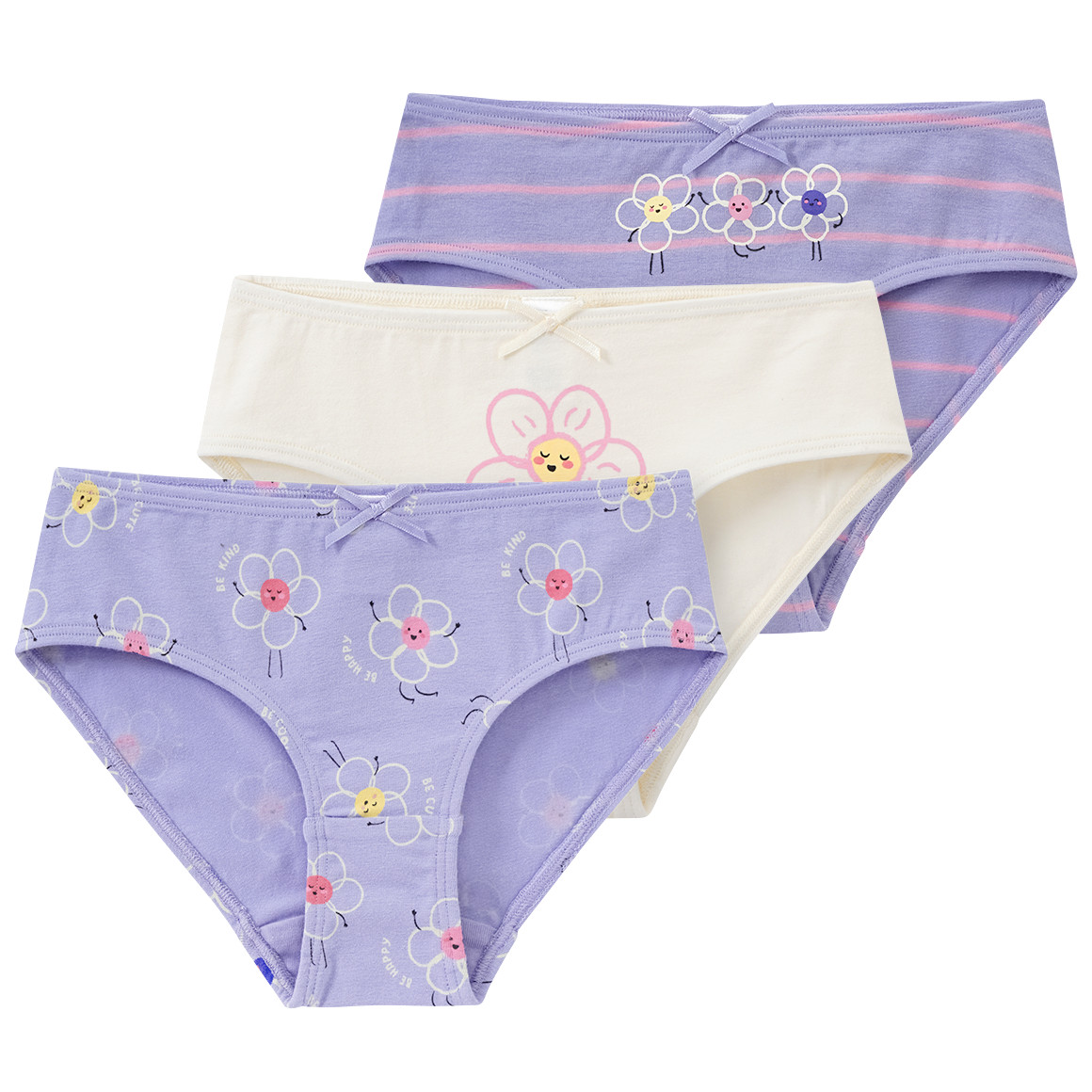 Topolino 3 Mädchen Slips mit Blümchen-Print helllila / creme