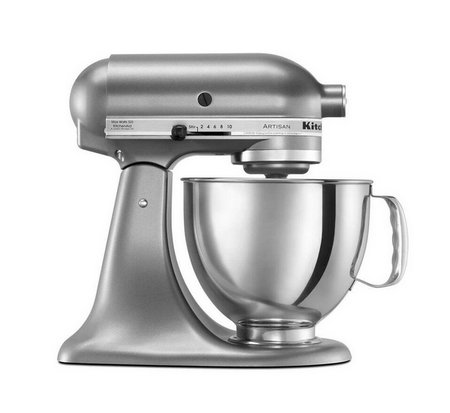 Batedeira de pedestal Artisan de 5 Qt. com 10 velocidades, cor prata, com batedor plano, batedor de arame de 6 fios e gancho para massa.