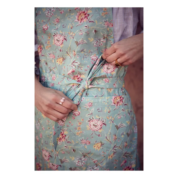 Louise Misha Tablier Mado en coton bio | Bleu turquoise
