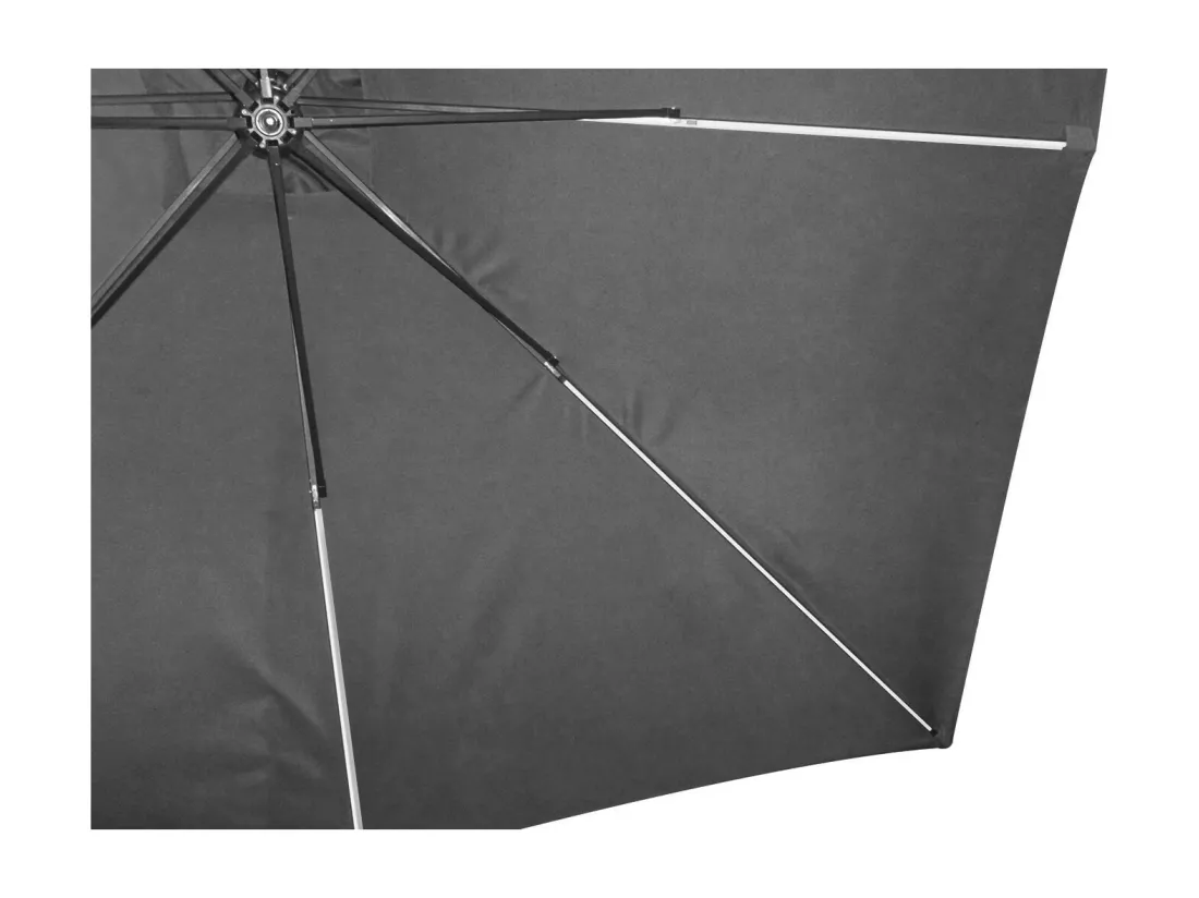 Parasol LED déporté carré 3x3m gris SOLENZARA NEON
