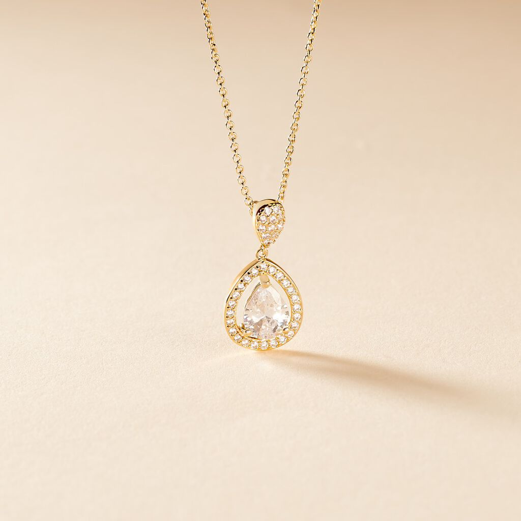 Collier Brigita Plaqué Or Jaune Oxyde De Zirconium