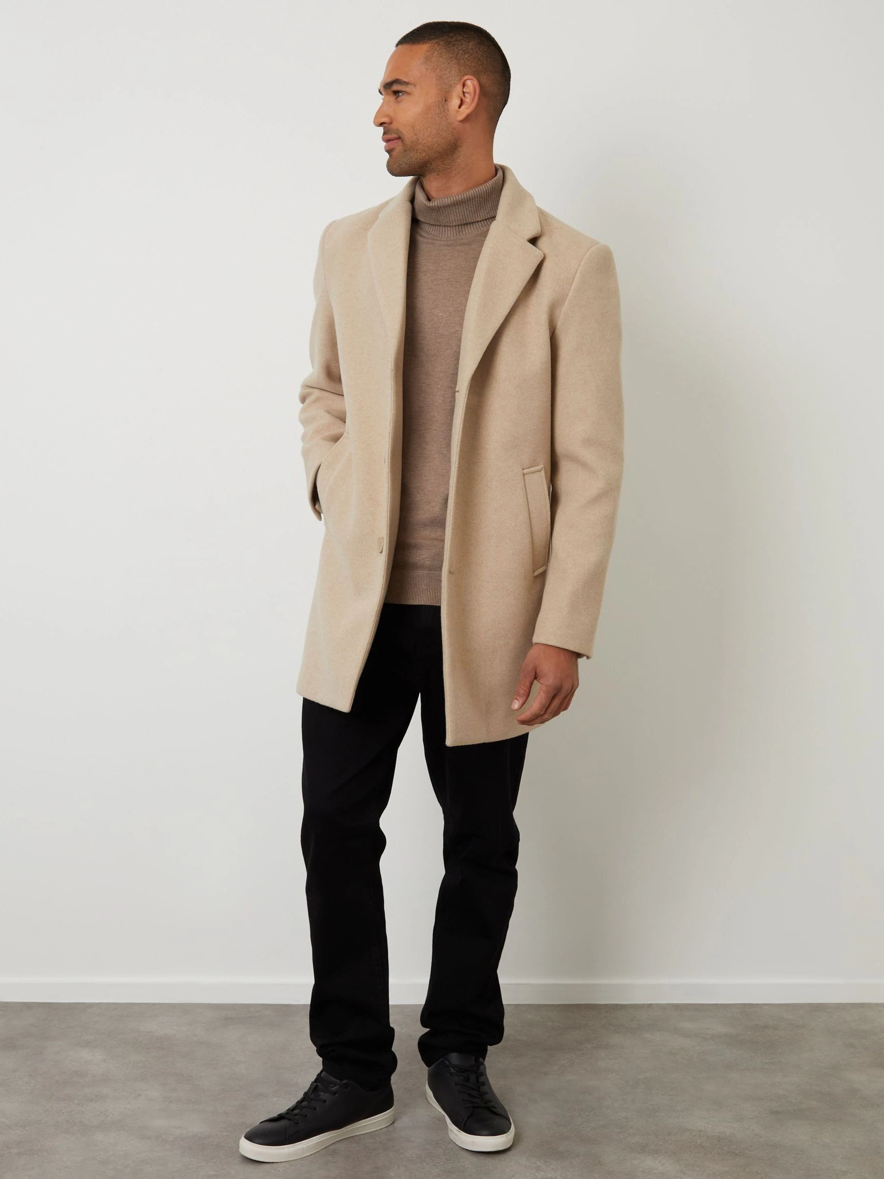 Crème - Threadbare Faux Wool Overcoat