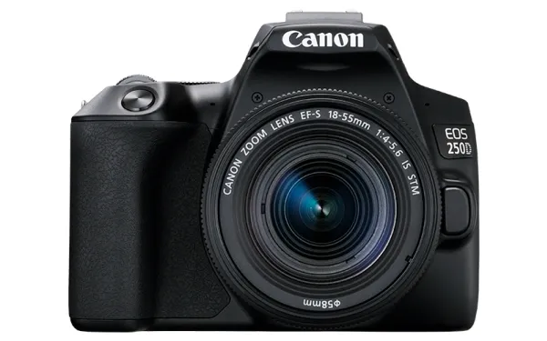 Canon EOS 250D - Digitalkamera - SLR - 24.1 MP - APS-C - 4K / 25 fps - 3x optisk zoom EF-S 18-55 mm IS STM objektiv - Wi-Fi, Bluetooth - sort