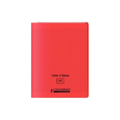 Conquérant Classique - Cahier polypro à rabat - 17 x 22 cm - 96 pages - grands carreaux (Seyes) - rouge
