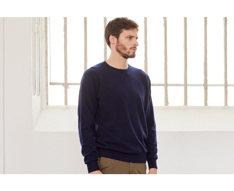 Pull homme laine col rond Navy - CONAN