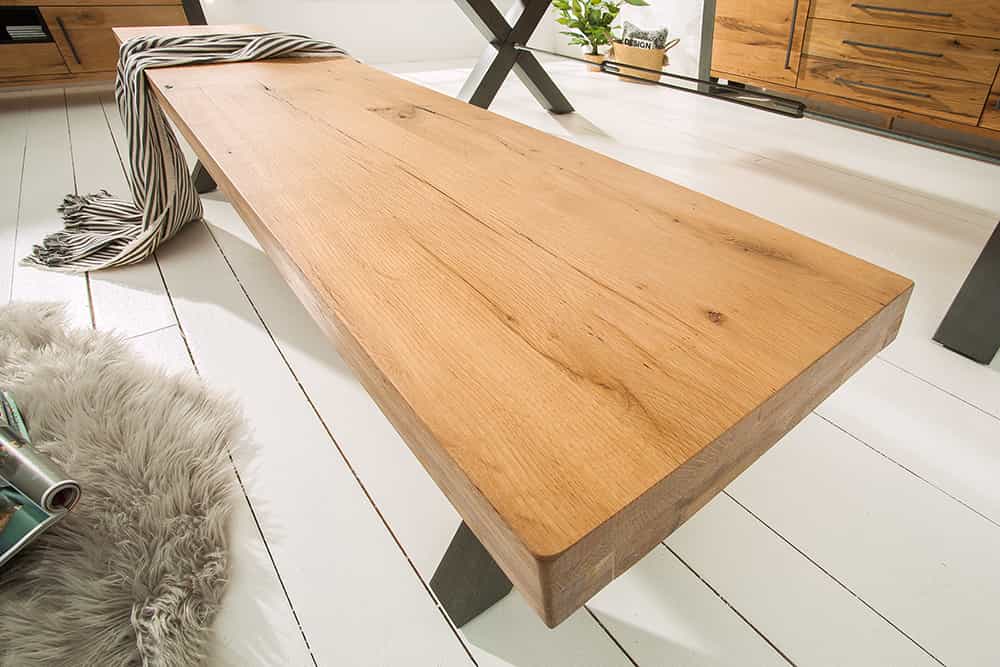 Massive Sitzbank THOR 180cm Wild Eiche geölt im Industrial Design