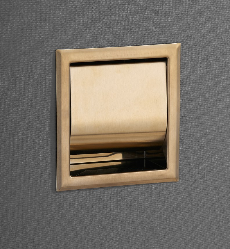 Saniclear Brass inbouw toiletrol houder met klep geborsteld messing - mat goud