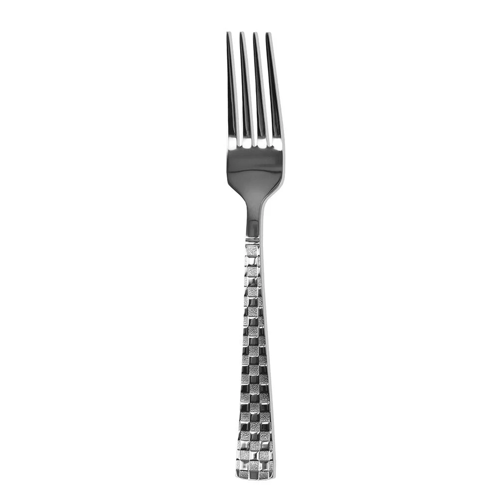 Fourchette inox design damier finition miroir