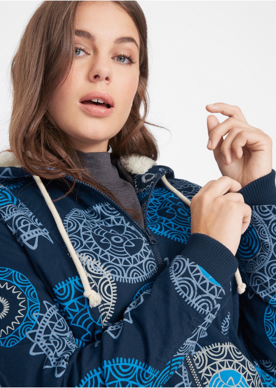 Parka imprimée en coton à capuche