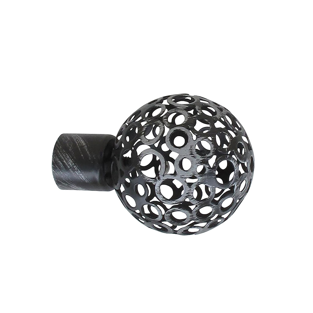 Embout tringle boule perforée noir argent D 20mm