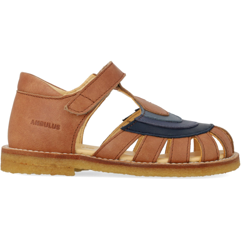 Køb Angulus Tan/Navy/Indigo/Blue Fog Colourblock Regnbuesandal Med Velcro