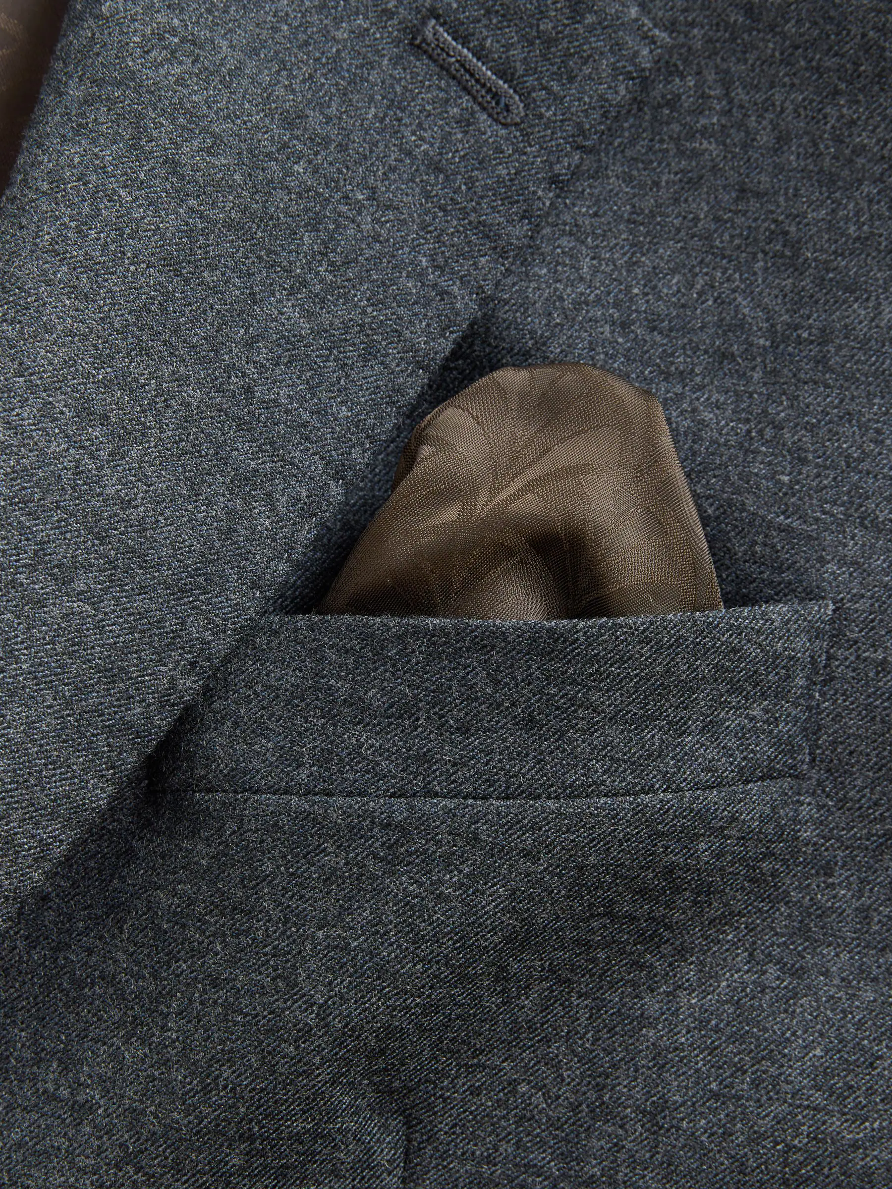 Blauw - Tailored Fit Merino Wool Blend Suit Jacket