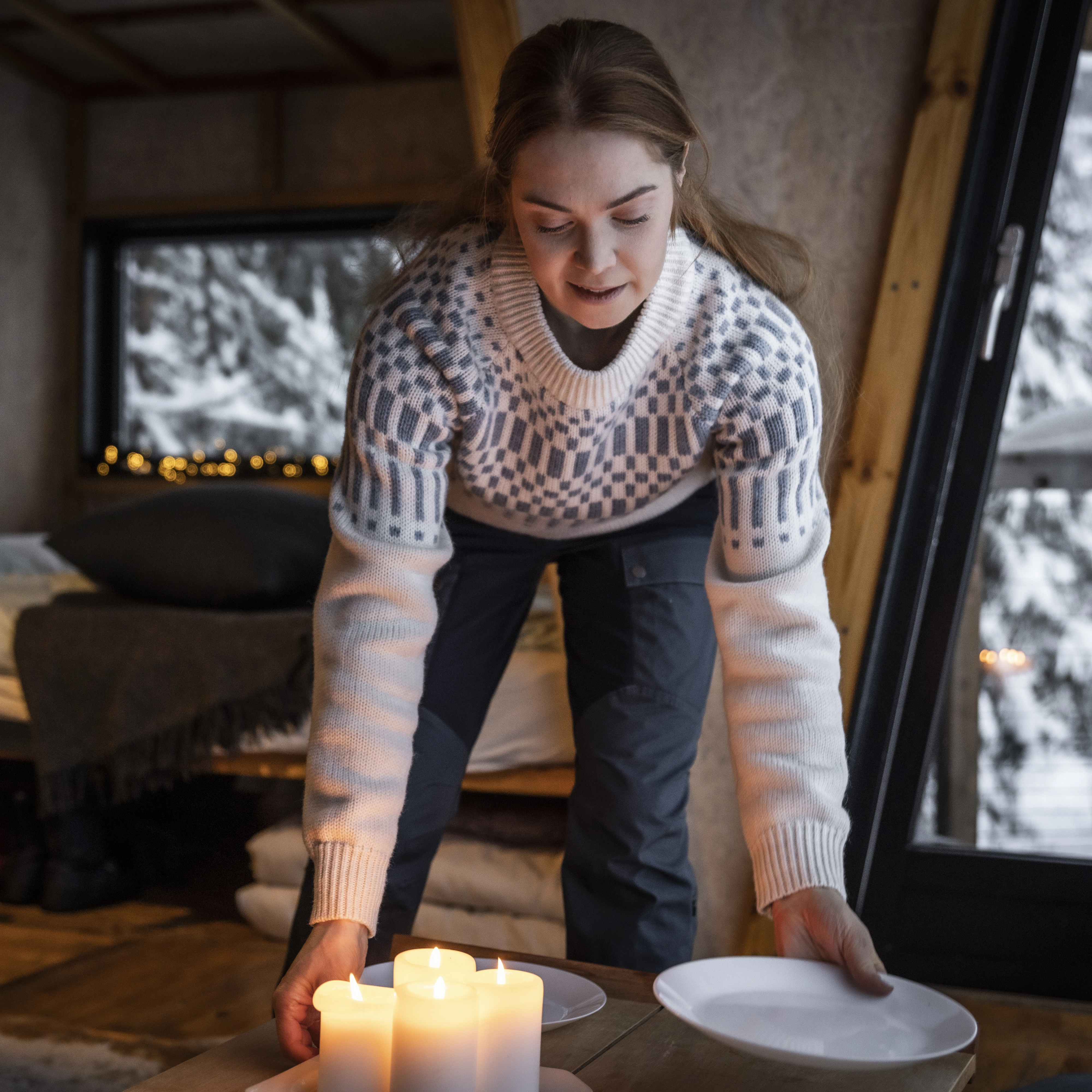 Nordmarka Merino Jumper Women Vanilla White / Husky Blue