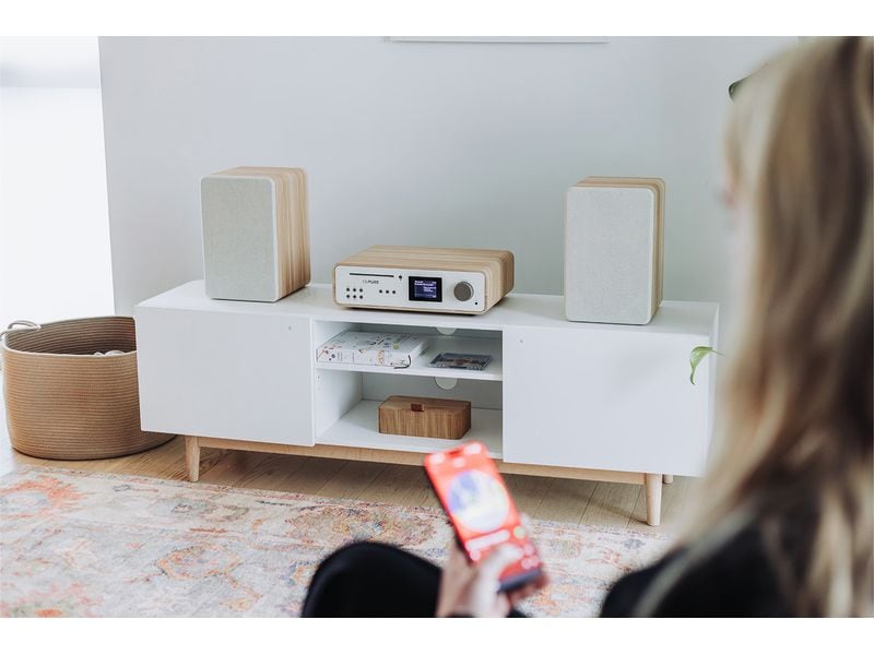 Pure Micro-HiFi Anlage Classic Stereo Eiche/Weiss Kräftige Stereo-Anlage mit 2 Lautsprechern