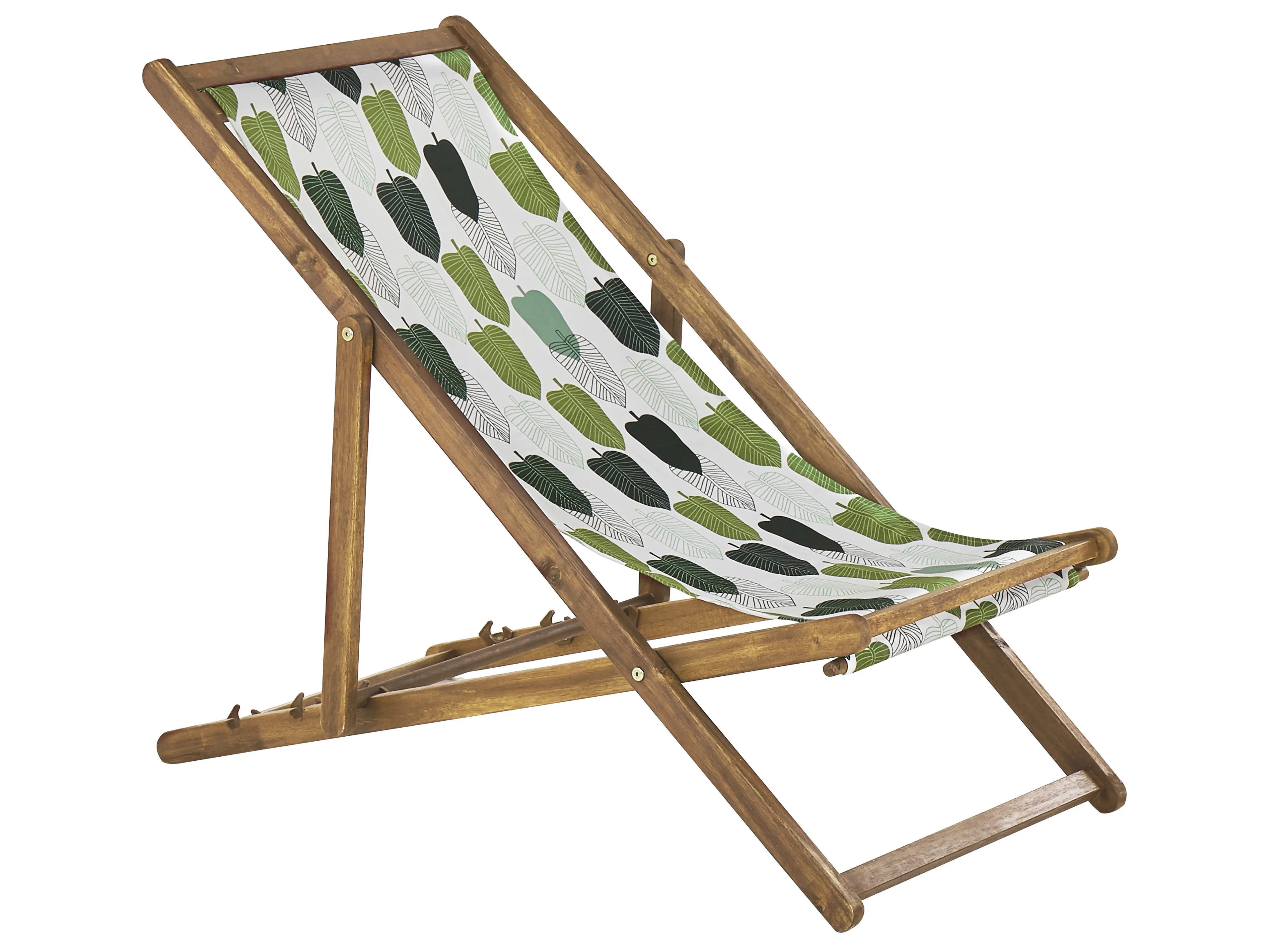 Set van 2 inklapbare ligstoelen ANZIO met vervangingshoezen Bloemen motief Acaciahout Lichtbruin