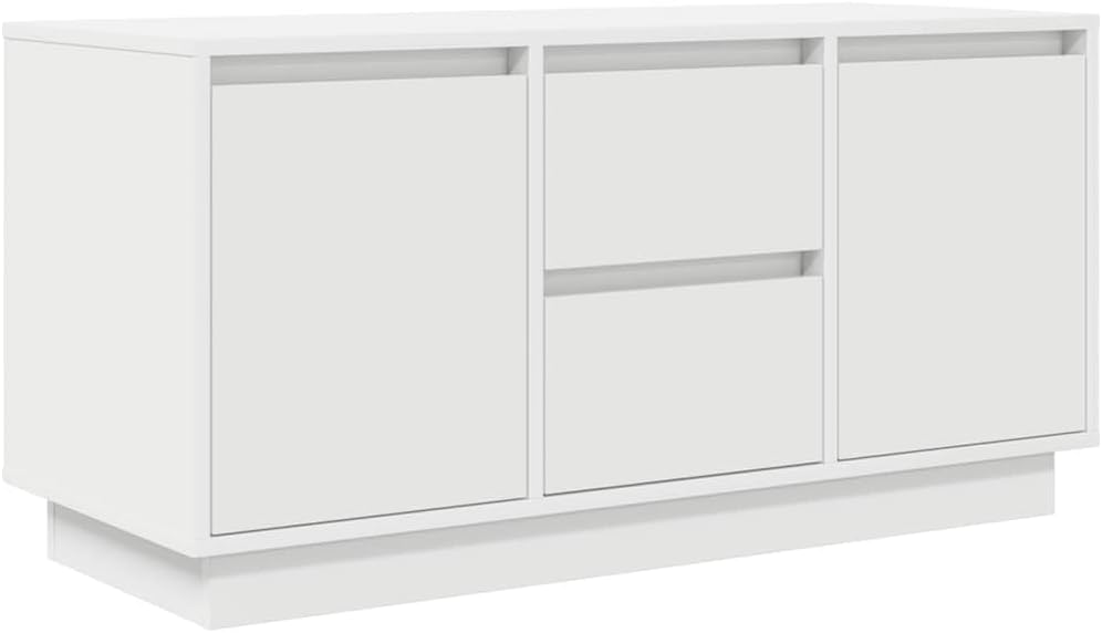 vidaXL TV-Schrank mit LED-Leuchten Weiß 100x41x50 cm, Lowboard, Fernsehschrank, TV-Sideboard, Fernsehtisch, TV-Ständer, TV-Lowboard, TV-Möbel