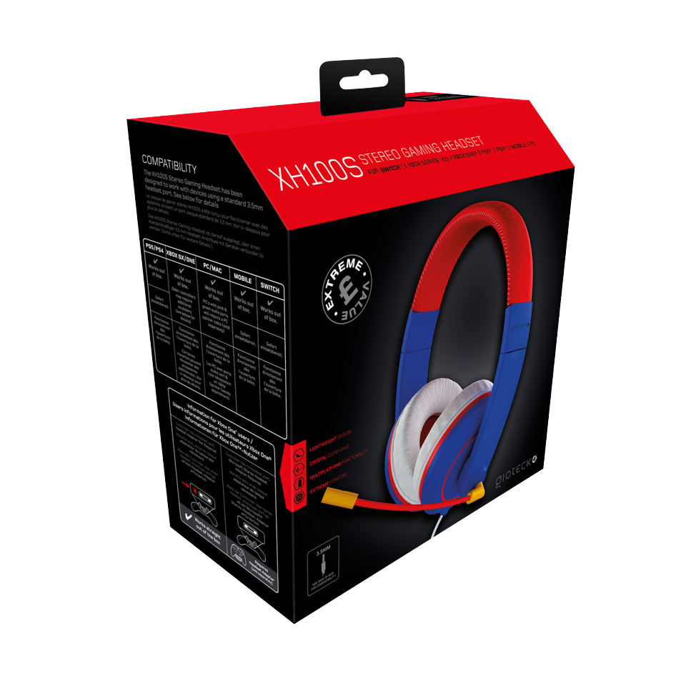 Gioteck XH-100S Wired Stereo Headset (Blue/Red)