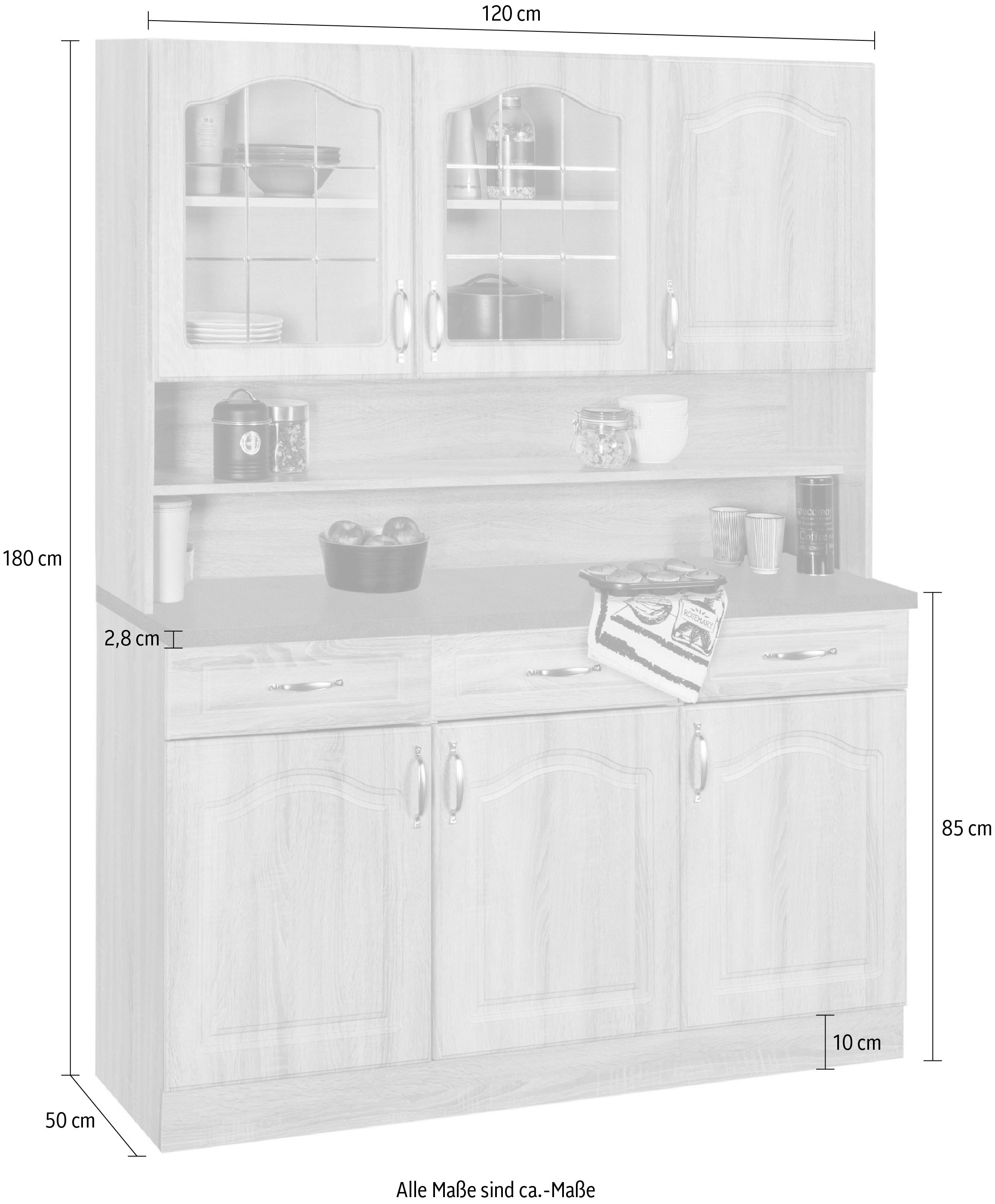 wiho Küchen Küchenbuffet »Linz« 120 cm breit, in Landhaus-Optik