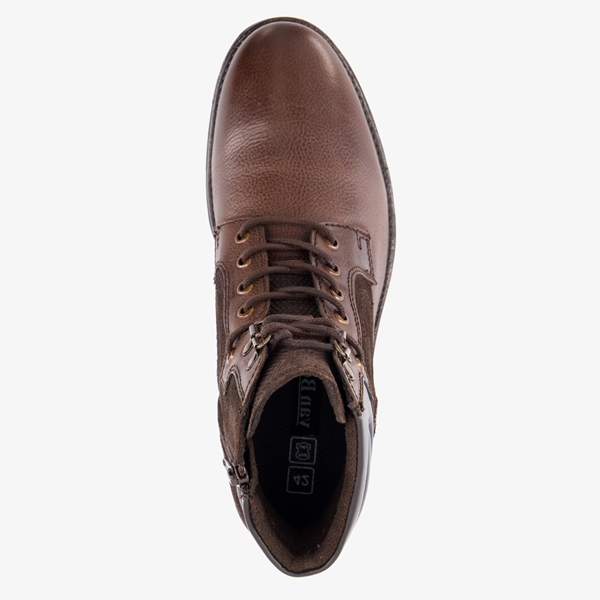Van Beers leren heren veterboots bruin met suede