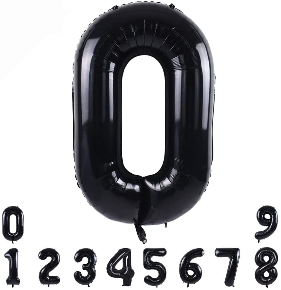 (80cm) Zahlen Ballon Geburtstags Party Luftballon Folienballon - Zahl 0 / Schwarz