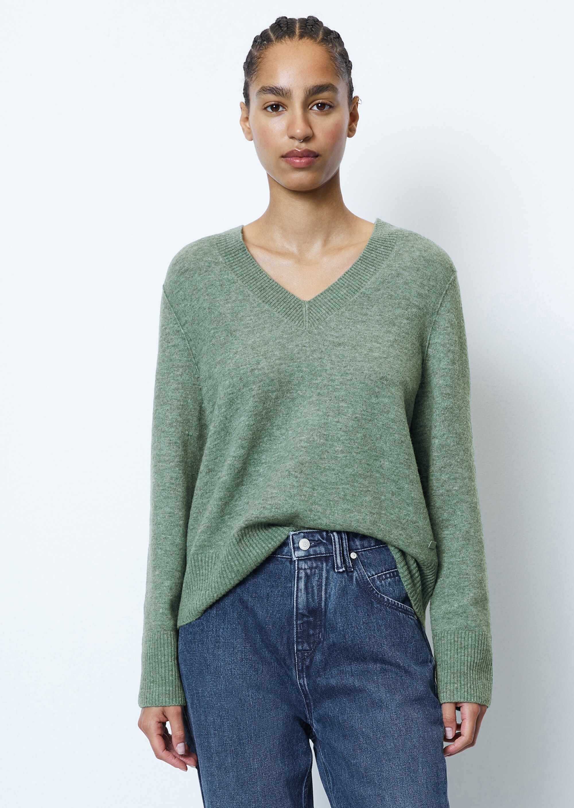 V-Neck-Strickpullover aus softem Schurwolle-Mix