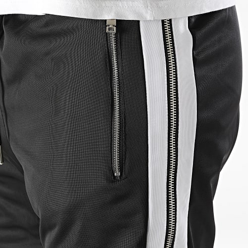 Pantalon Jogging A Bandes LL725 Noir Blanc