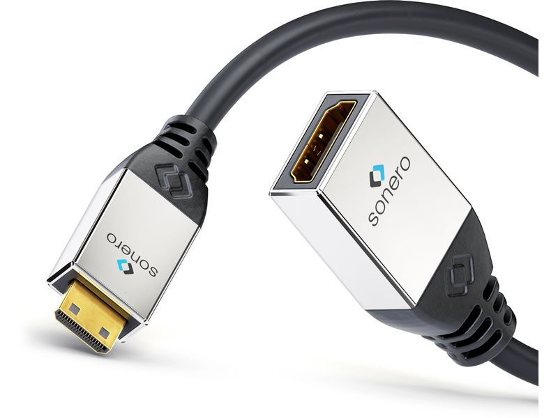 sonero Adapterkabel 4K High Speed Mini-HDMI (HDMI-C) - HDMI 4K High Speed Mini HDMI Portsaver Adapter mit Ethernet Kanal