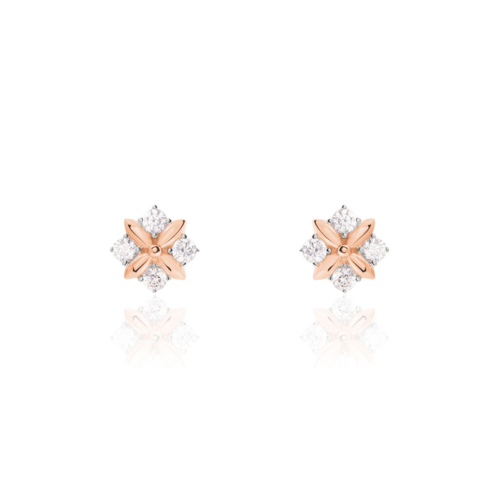 Boucles D'oreilles Pendantes Gladysse Or Rose Oxyde De Zirconium