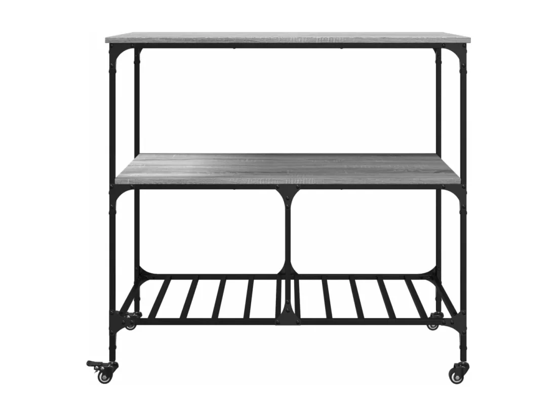 Chariot de cuisine sonoma gris 100x50x95 cm bois d'ingénierie