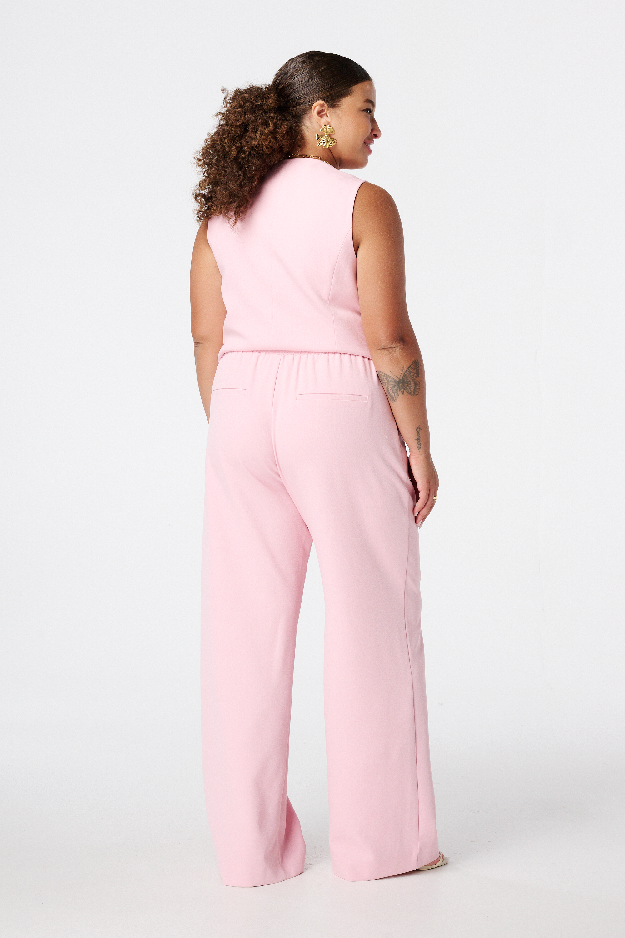 Pantalon met elastische taille Licht pink