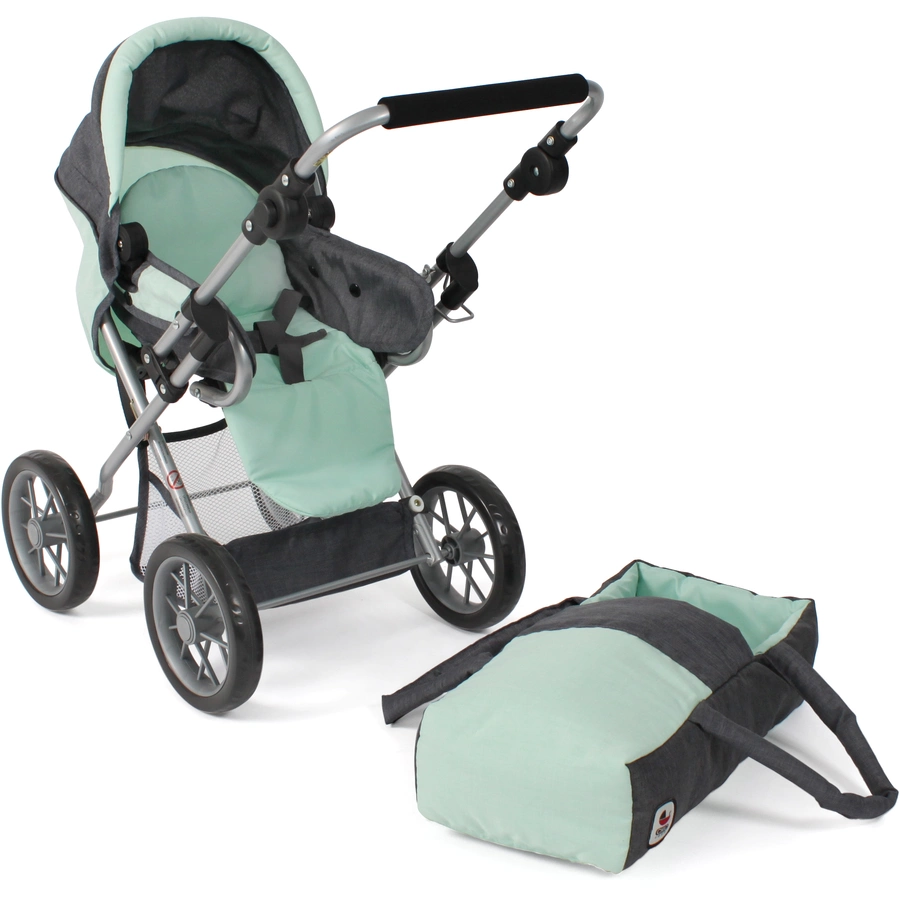 BAYER CHIC 2000 Kombi-Puppenwagen LENI Melange anthrazit-mint