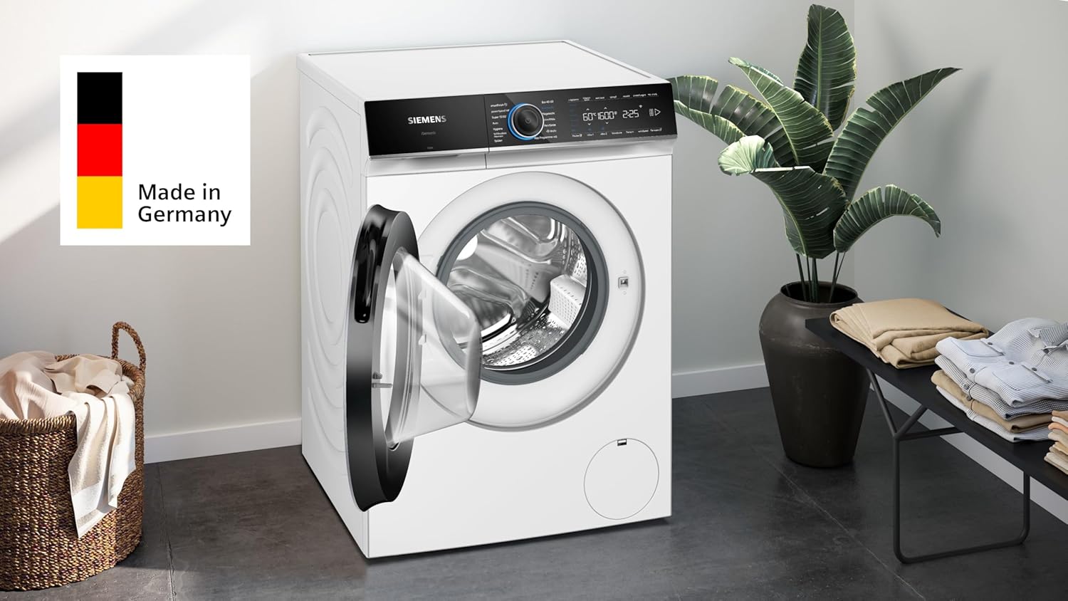 Siemens WG56B2A41, iQ700, Smarte Waschmaschine 10 kg, 1600 UpM, Made in Germany, i-Dos, Antiflecken-System, smartFinish Bügelhilfe, schneller Waschen mit speedPack XL, Mini load für Einzelteile