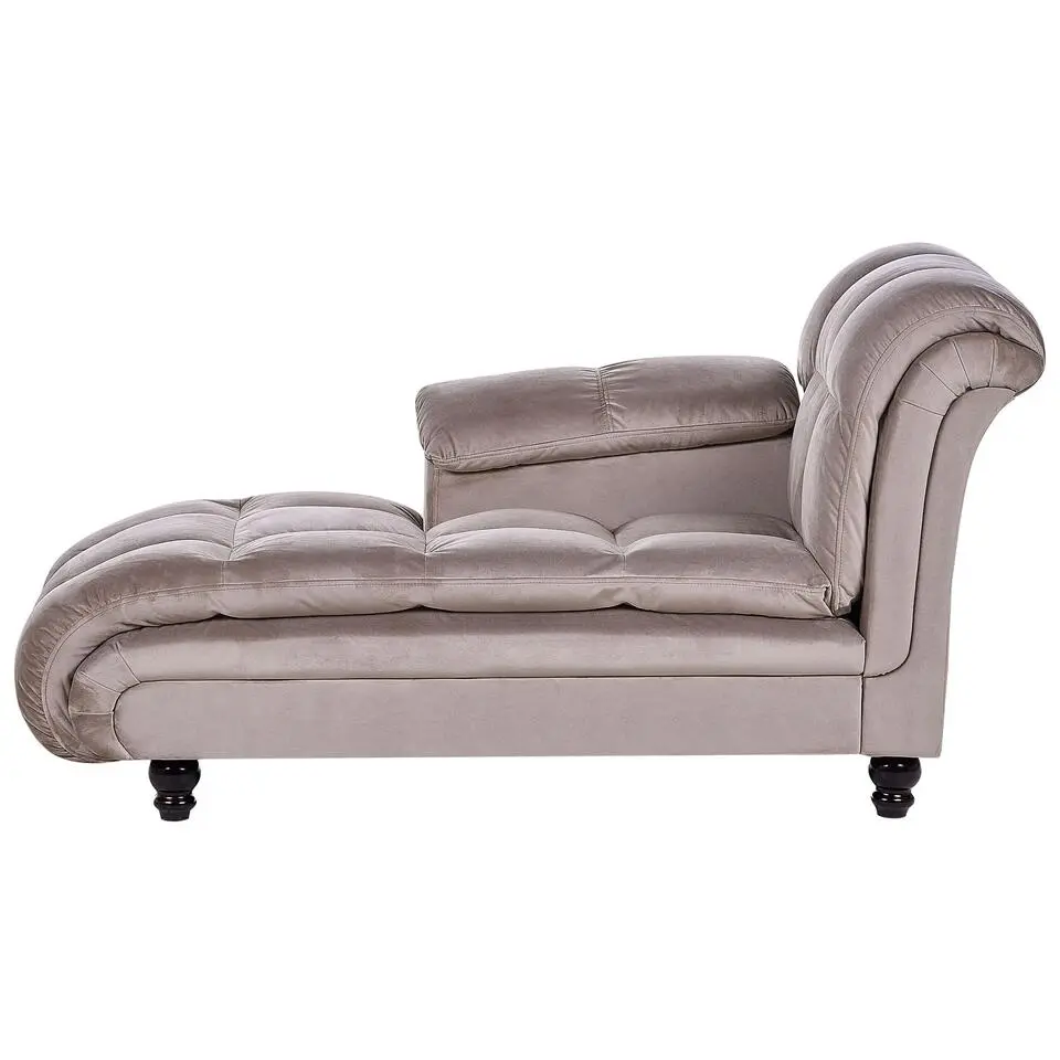 LORMONT - Chaise longue - Taupe - Rechterzijde - Fluweel