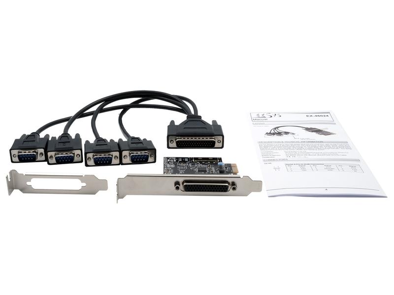Exsys PCI-Express-Karte EX-46024 PCIe-Karte mit 4 seriellen RS-232-Anschlüssen