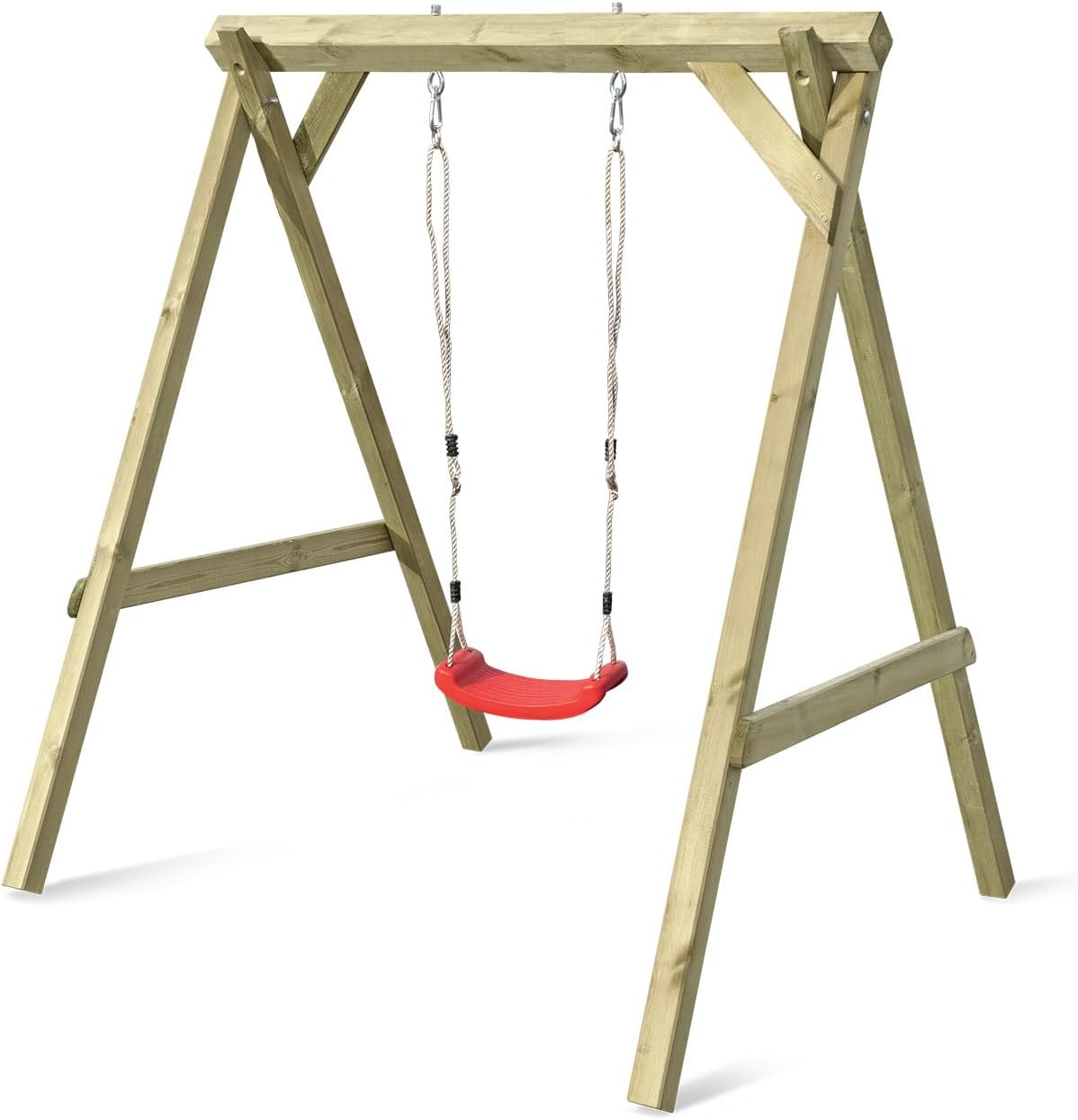 Gartenpirat Premium Kinderschaukel aus Holz Outdoor - Einzelschaukel mit Schaukelsitz - 180 x 180 x 200 cm TÜV geprüft