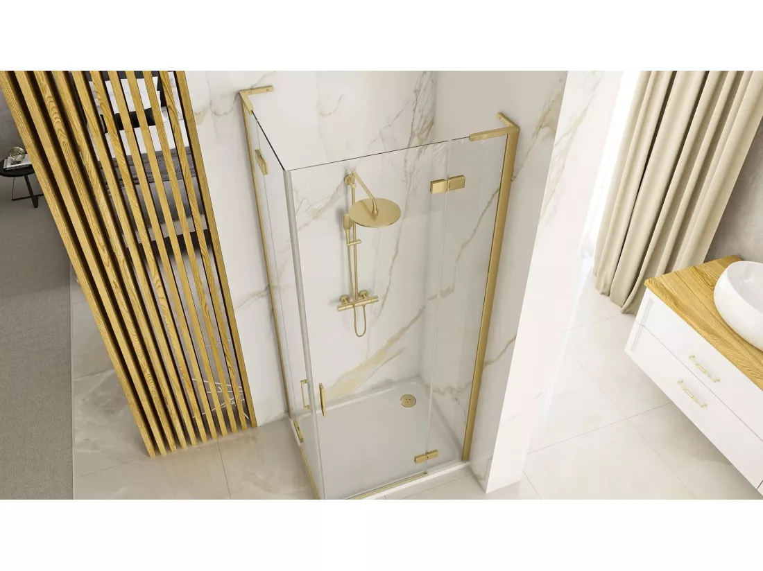 Cabine De Douche Rea Hugo Double 80X100 Brush Gold