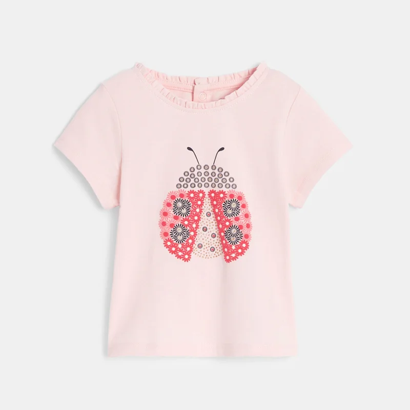 T-shirt coccinelle en relief rose bébé fille Rose