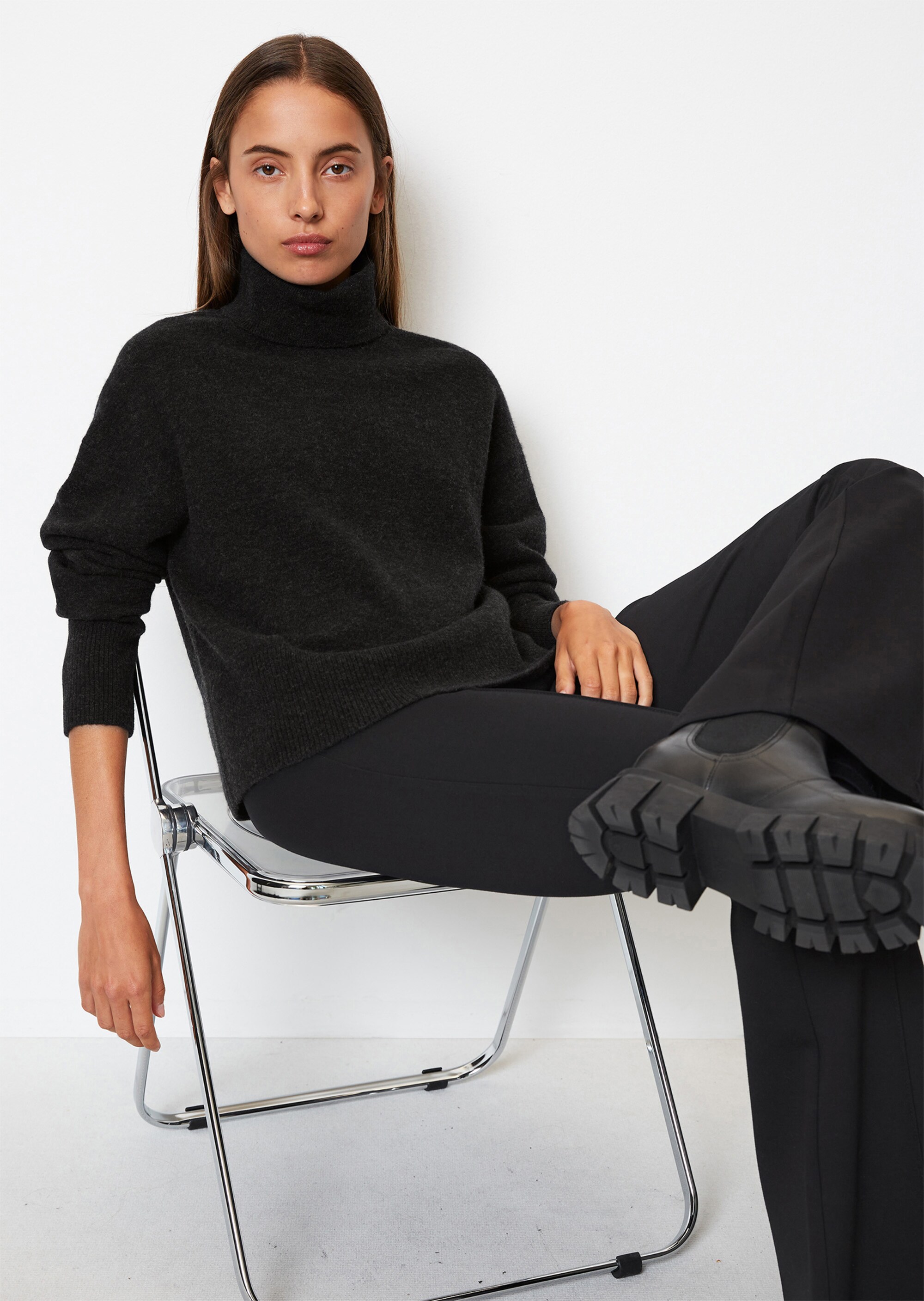 Softer Rollkragenpullover oversizeaus edlem Schurwolle-Mix