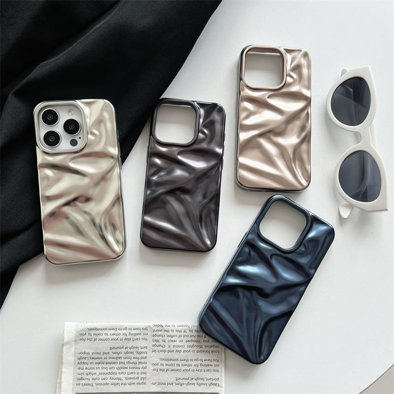 Elliure - Metallic telefoonhoesje met textuur - iPhone 16 Pro Max / 16 Pro / 16 Plus / 16 / 15 Pro Max / 15 Pro / 15 Plus / 15 / 14 Pro Max / 14 Pro / 14 Plus / 14 / 13 Pro Max / 13 Pro / 13 / 13 Mini