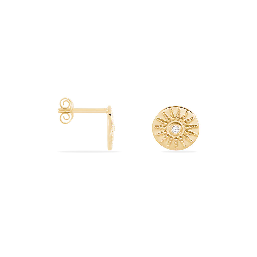 Boucles D'oreilles Puces Artea Plaqué Or Jaune Oxyde De Zirconium