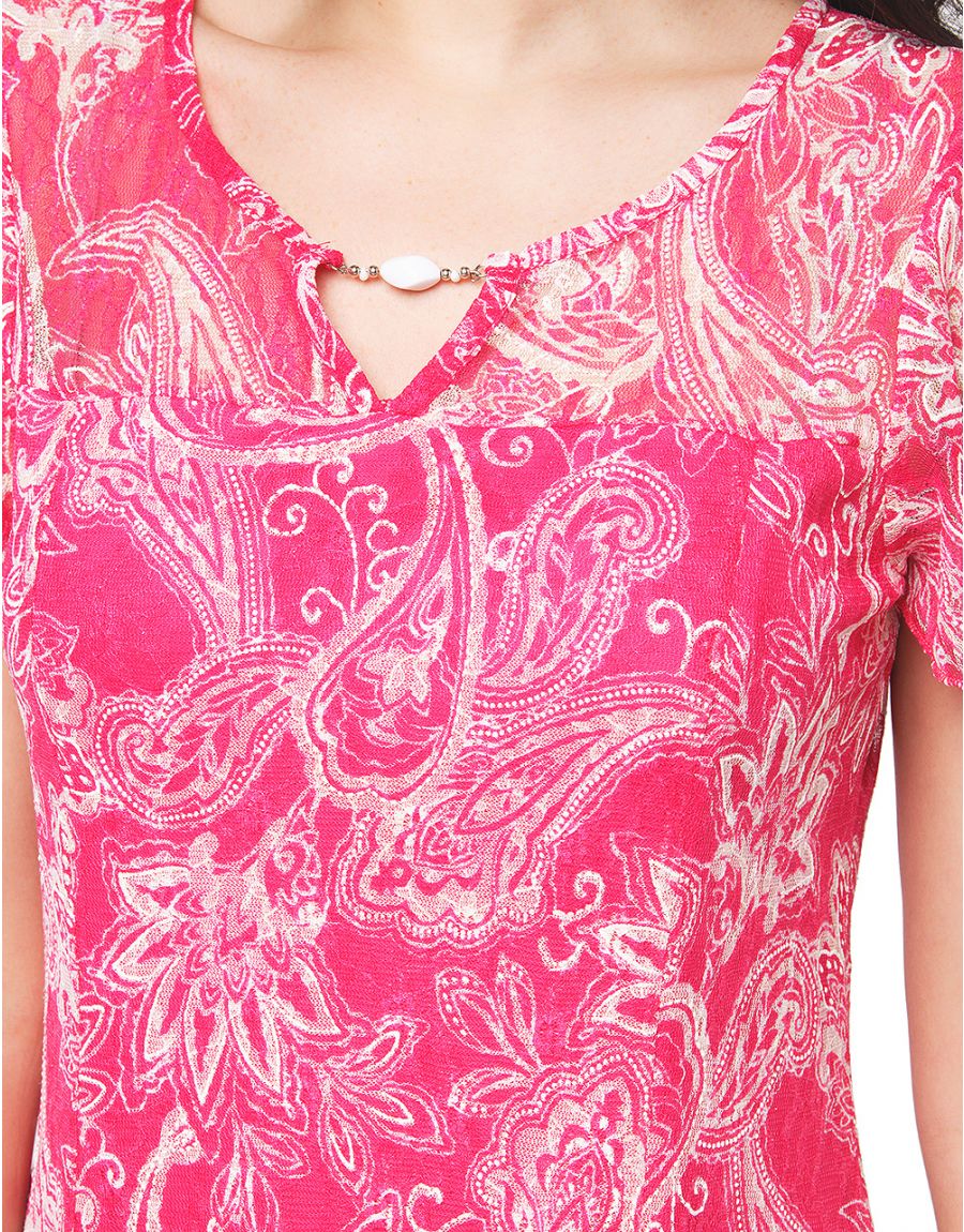 Robe dentelle rose fuchsi