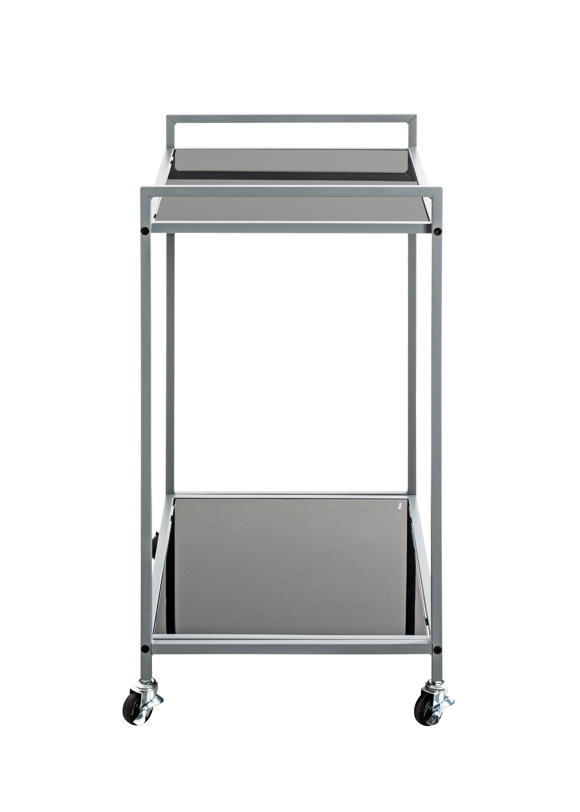 Beistelltisch auf Rollen 50 x 36 cm Glas schwarz lackiert/grau