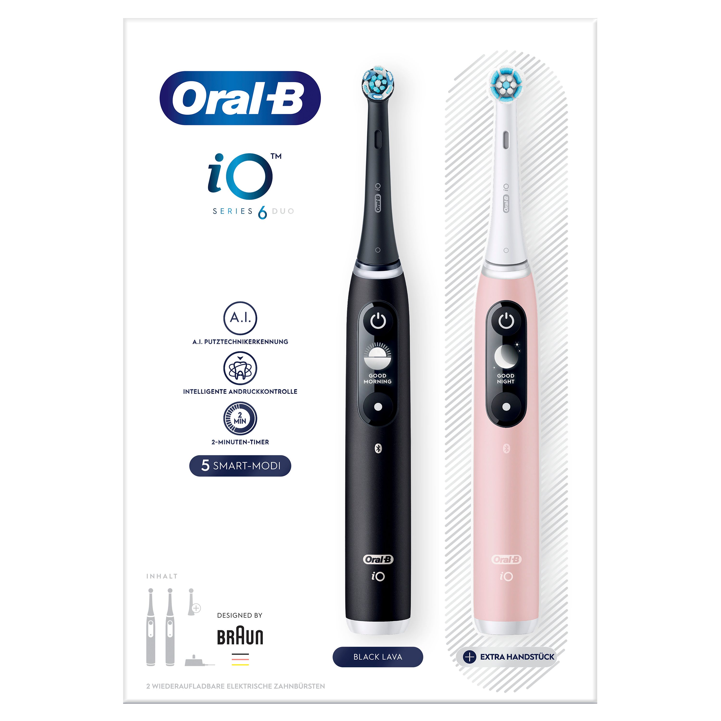 Oral-B iO 6 iO6 Doppelpack Elektrische Zahnbürste/Electric Toothbrush mit revolutionärer Magnet-Te