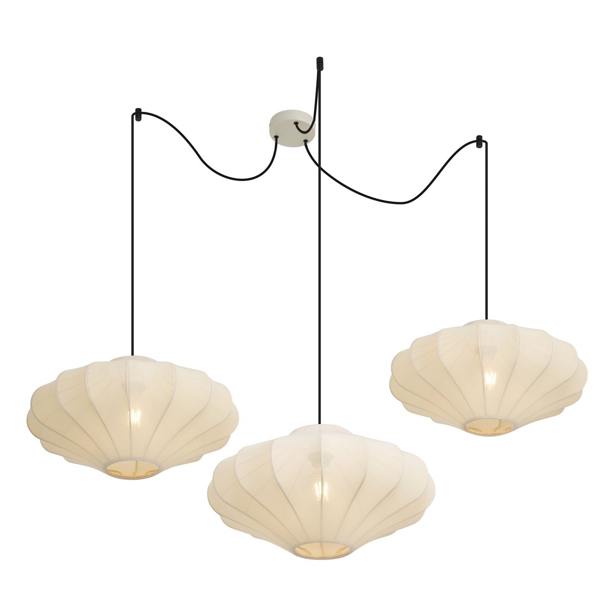 Japandi hanglamp beige 50cm 3-lichts - Plu