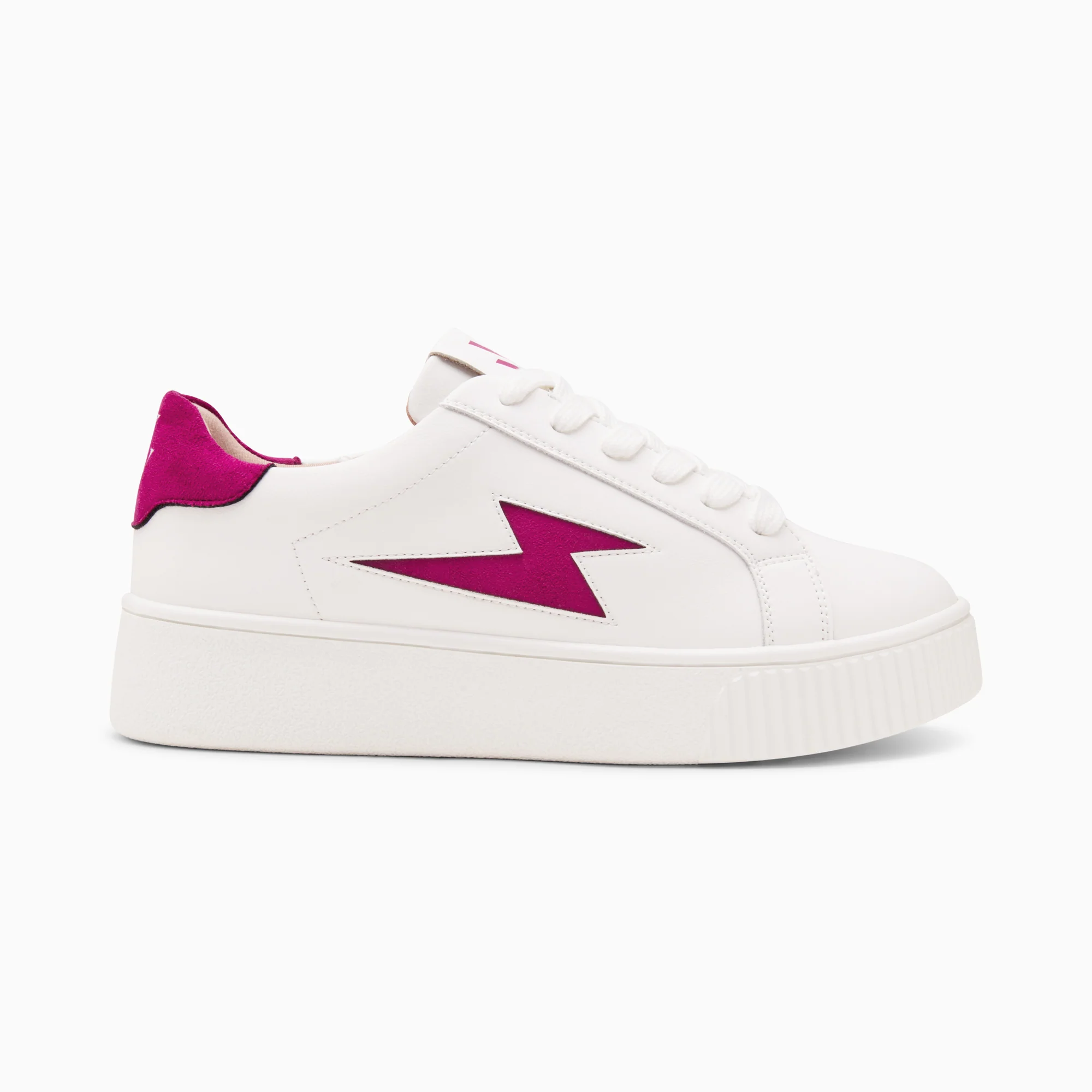 Sneakers-Baskets éclair Tiff blanc et magenta à lacets