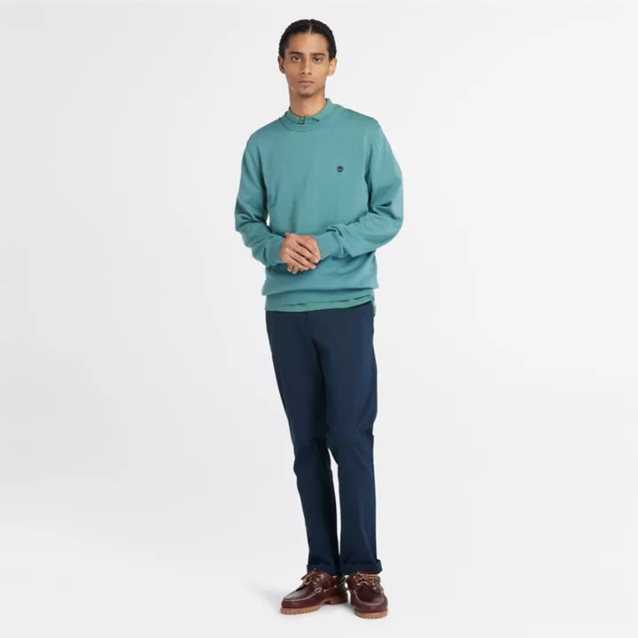 Pull à col rond Williams River pour homme en bleu sarcelle