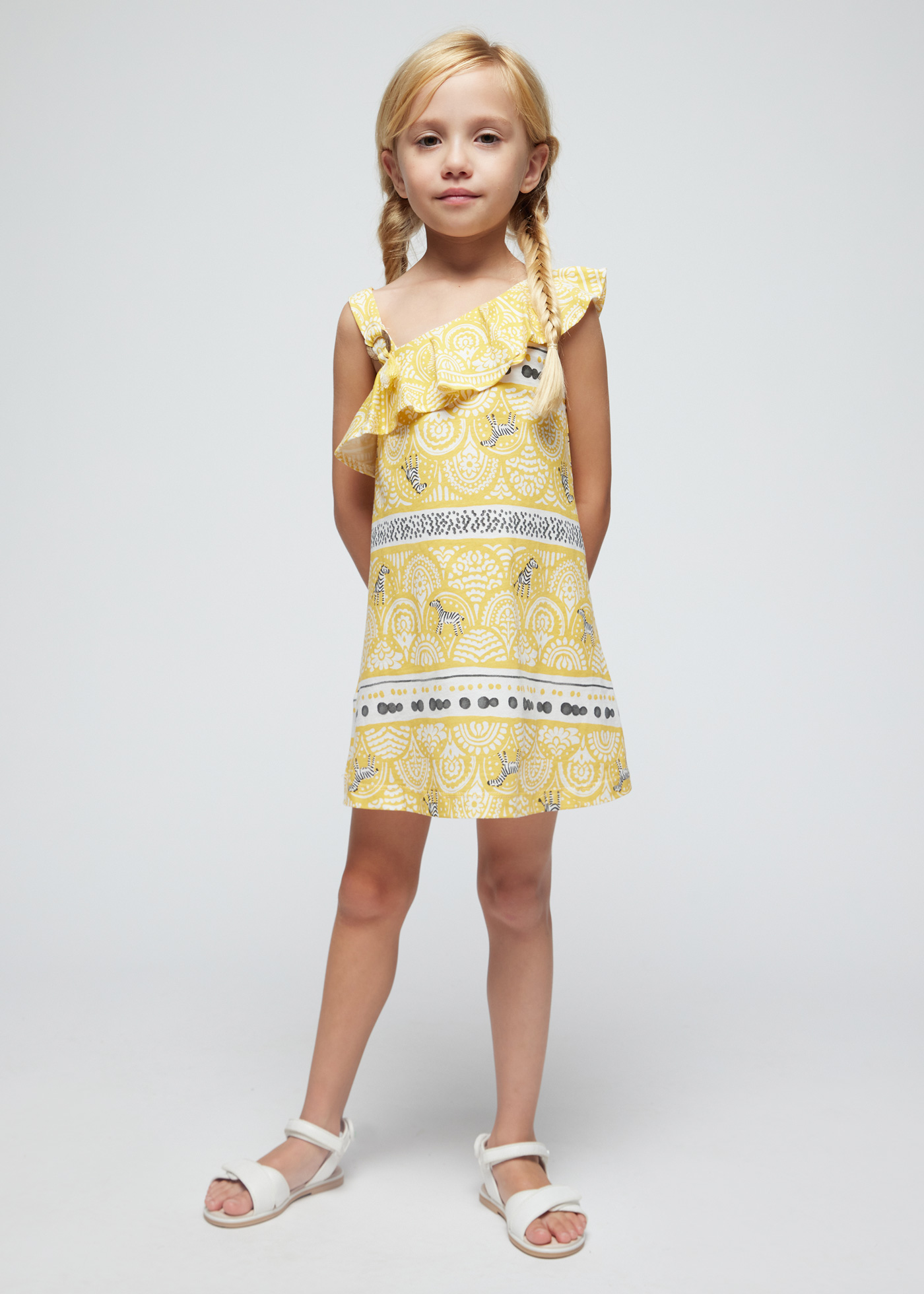 Vestido assimétrico Better Cotton para meninas, cor mel