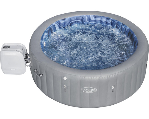 Bestway® LAY-Z-SPA® Santorini HydroJet Pro™ opblaasbare hottub met massagesysteem, 10 HydroJet™-sproeiers, 180 AirJet™, vorstbeveiliging en aardingsdetectiesysteem, grijs