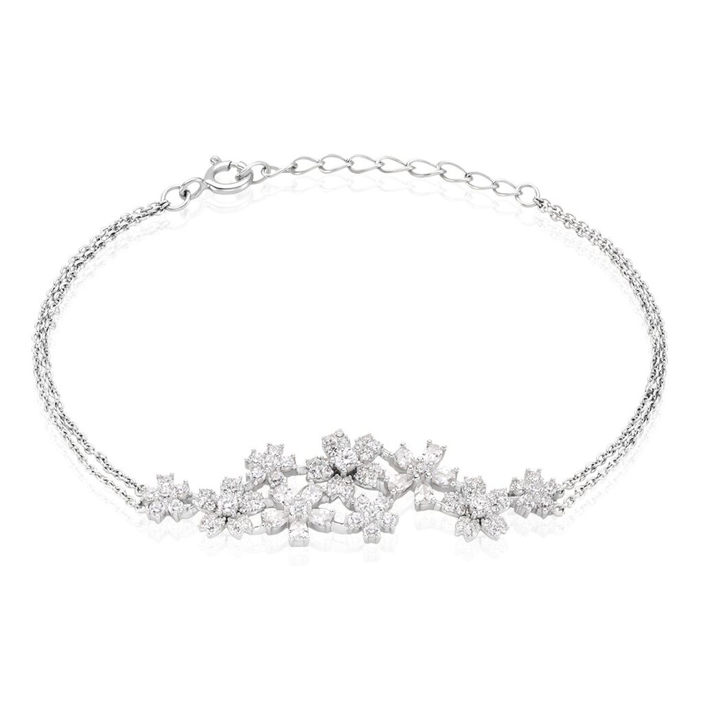 Bracelet Midnight Flower Argent Blanc Oxyde De Zirconium